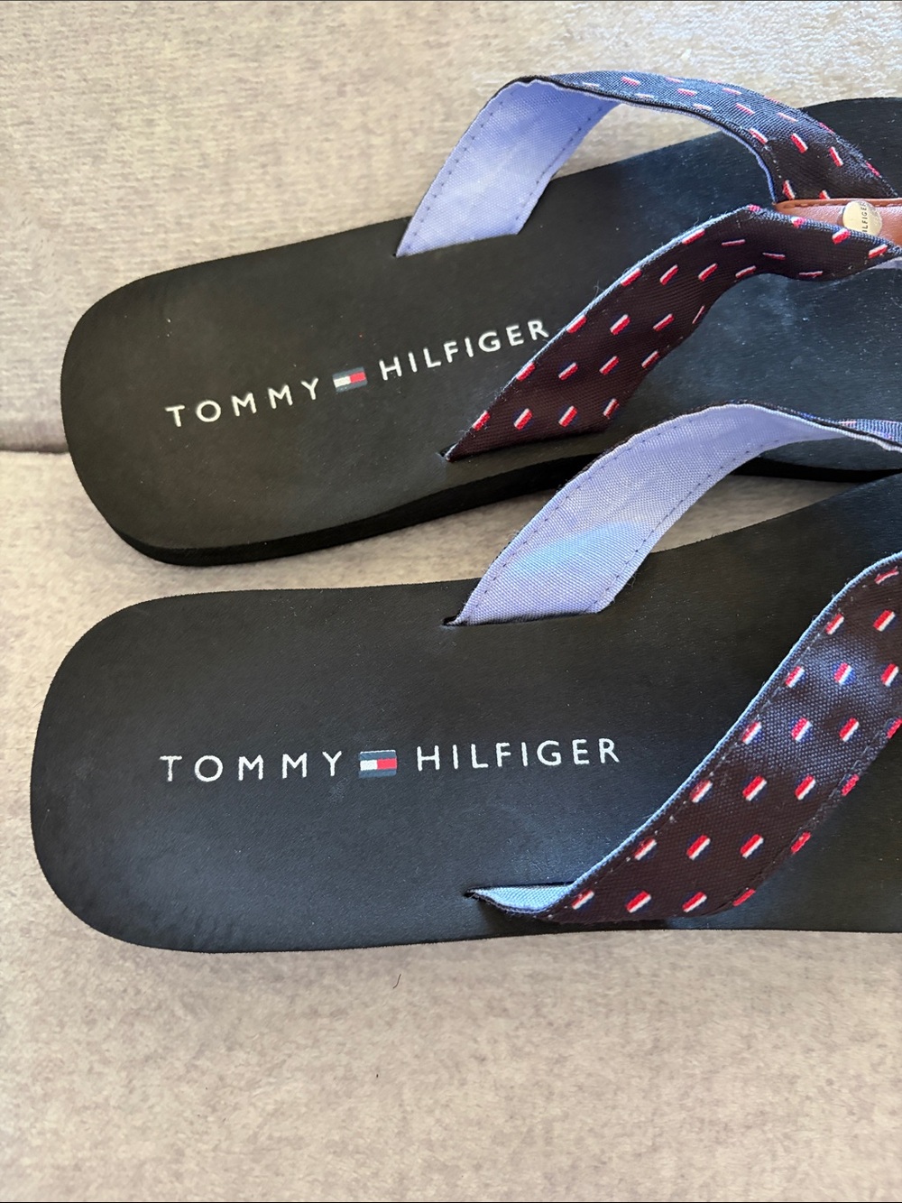 Tommy Hilfiger Sandals with Navy Straps and Red Stitching - 10 - Picture 2 of 3